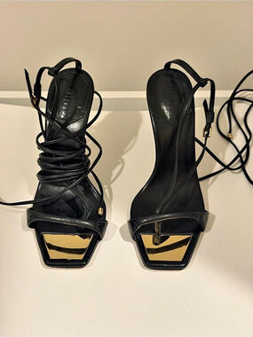 Schutz Black Strappy Heels